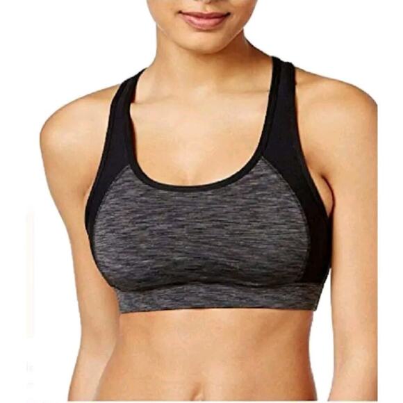 Ideology Small Mid Impact Sport Bra Black Gray RapiDry - Picture 1 of 10